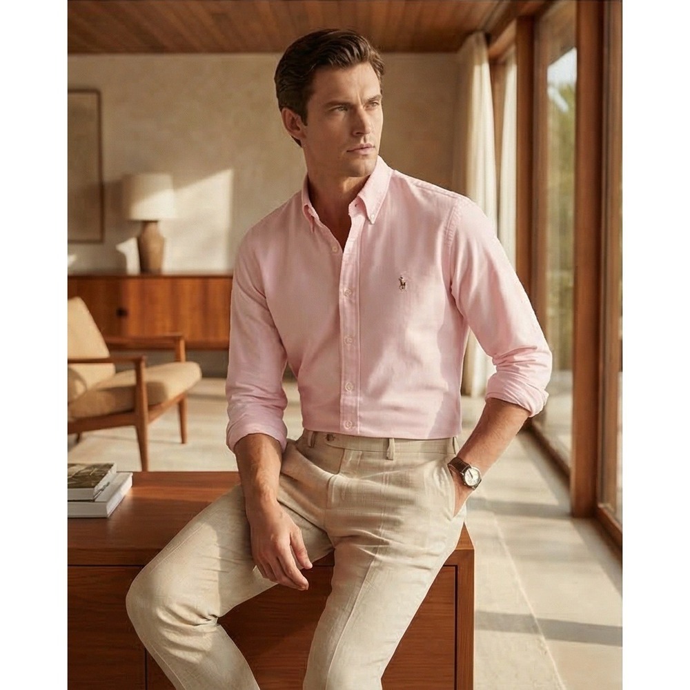 Polo Ralph Lauren Mens 16.5/35 Pink Oxford Button Down Shirt Cotton Preppy